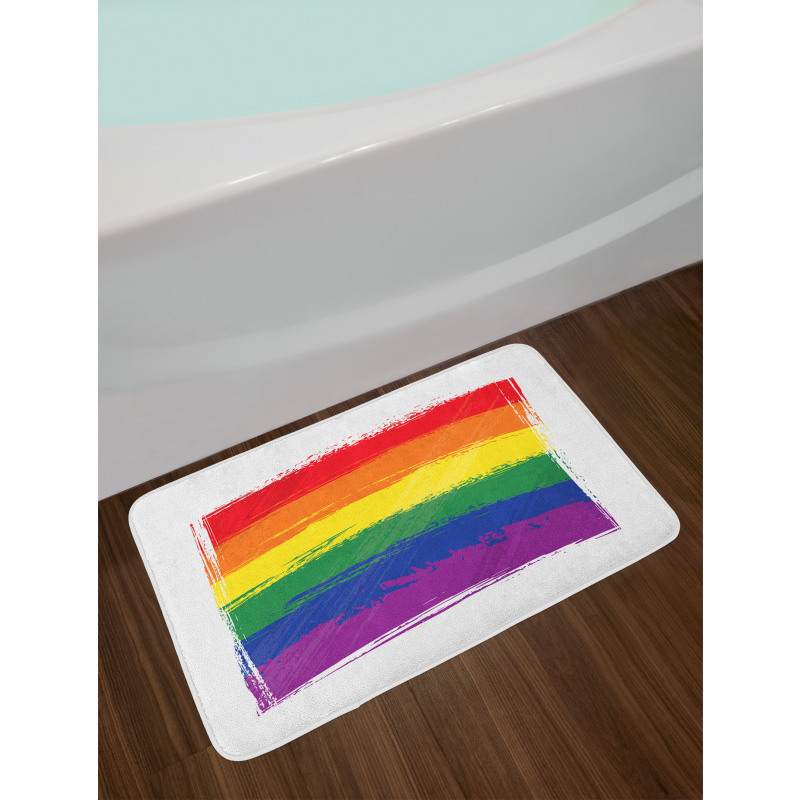 Watercolor Rainbow Flag Love Bath Mat