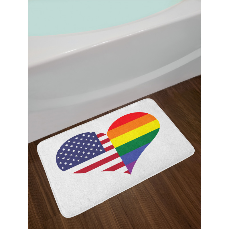 Heart with Old Glory Rainbow Bath Mat