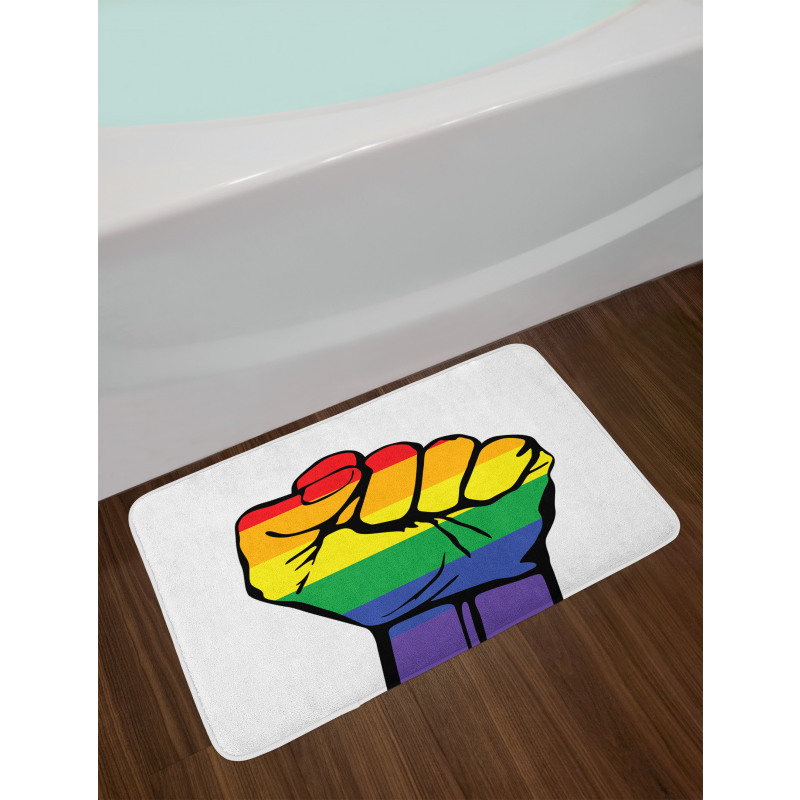 Gay Rights Rainbow Fist LQBT Bath Mat