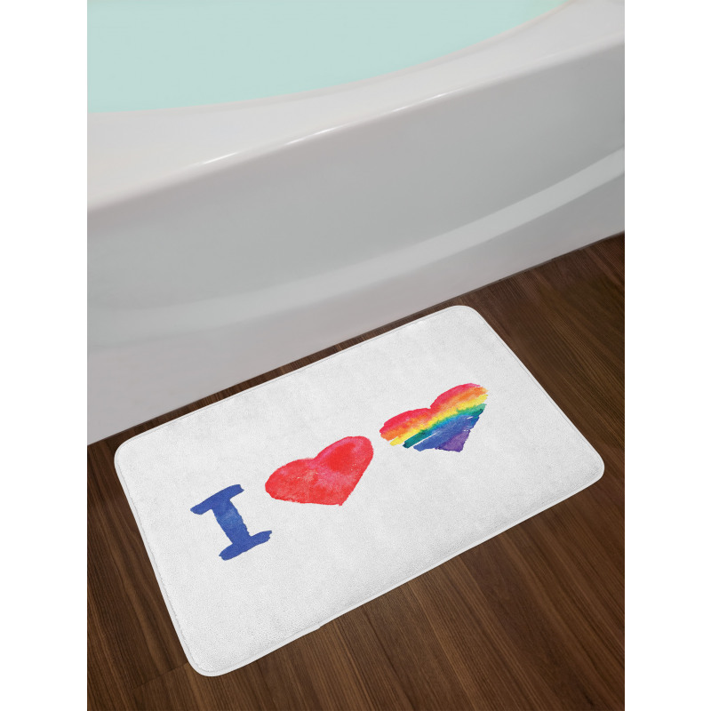 Watercolor I Love LGBT Homo Bath Mat