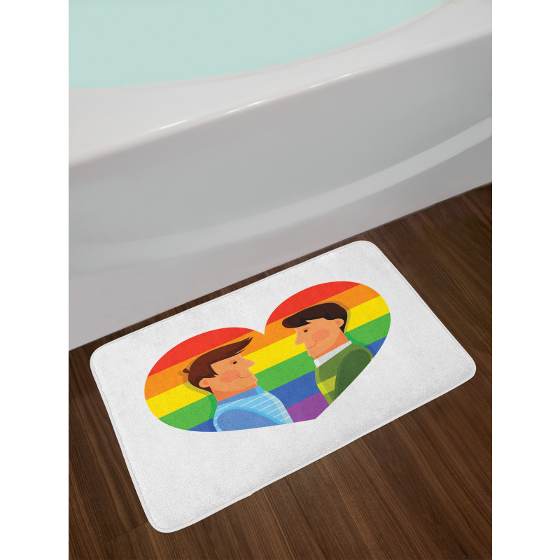 Smiling Men Gay Rainbow Flag Bath Mat