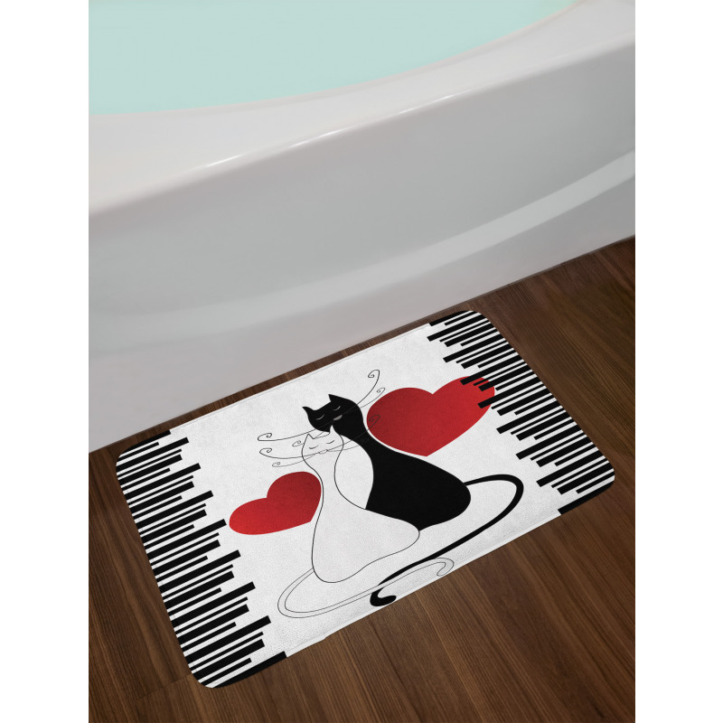 Romantic Couple Pet Kitten Bath Mat