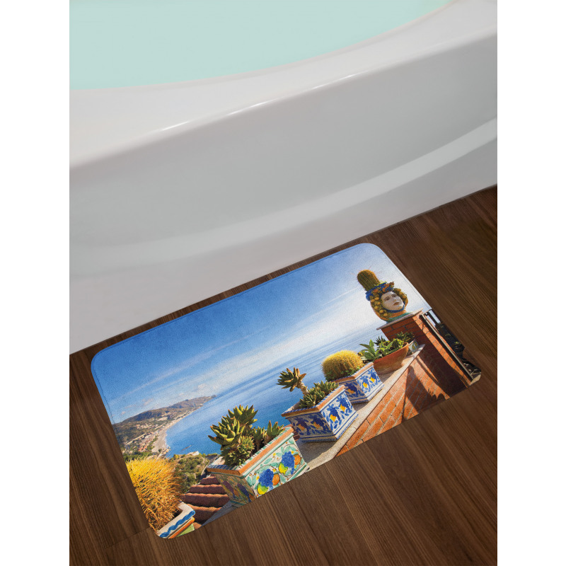 Taormina Coastline Photo Bath Mat