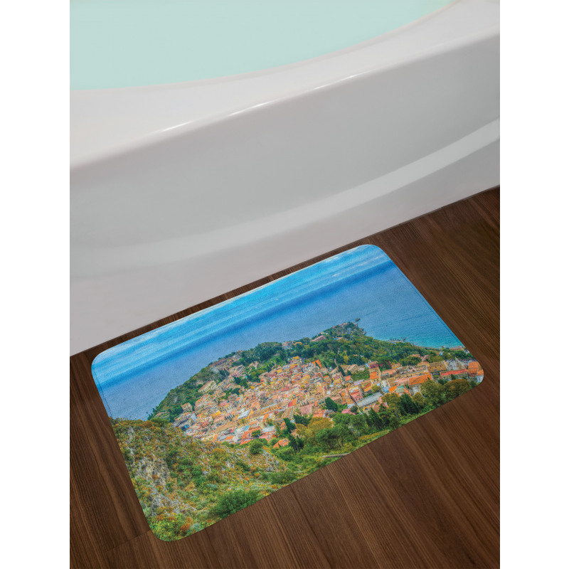 Sea Coast Town Aerial View Bath Mat