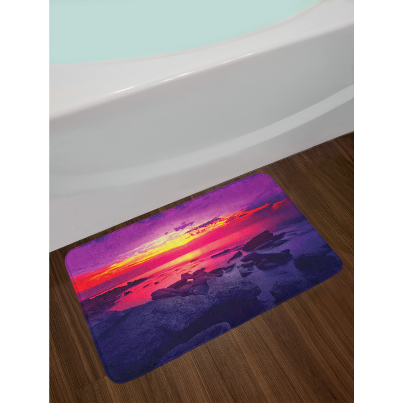 Sunset over Sea Cloudy Bath Mat