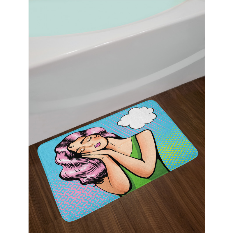 Girl Sleeping Retro Pop Art Bath Mat