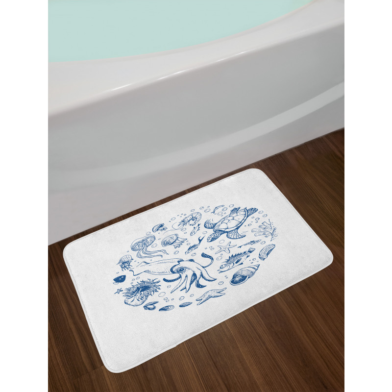 Jellyfish Turtle and Shell Bath Mat