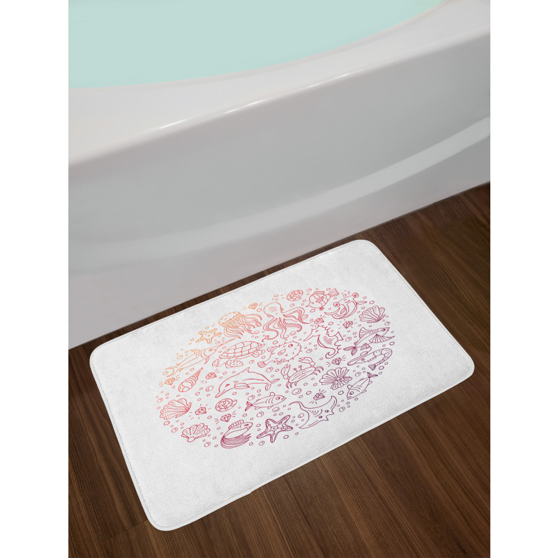 Round Order Sea Animals Bath Mat