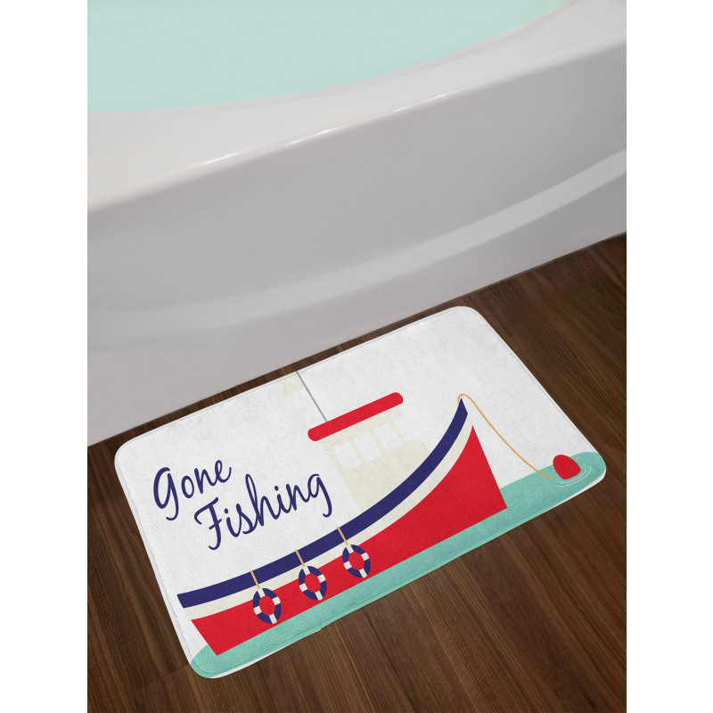 Cartoon Fishing Boat Bath Mat