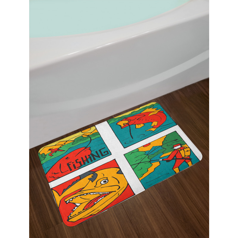 Fisherman Caricature Bath Mat