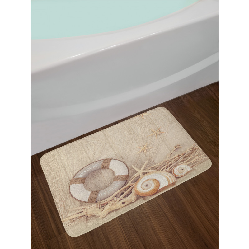 Life Buoy Wooden Sepia Bath Mat