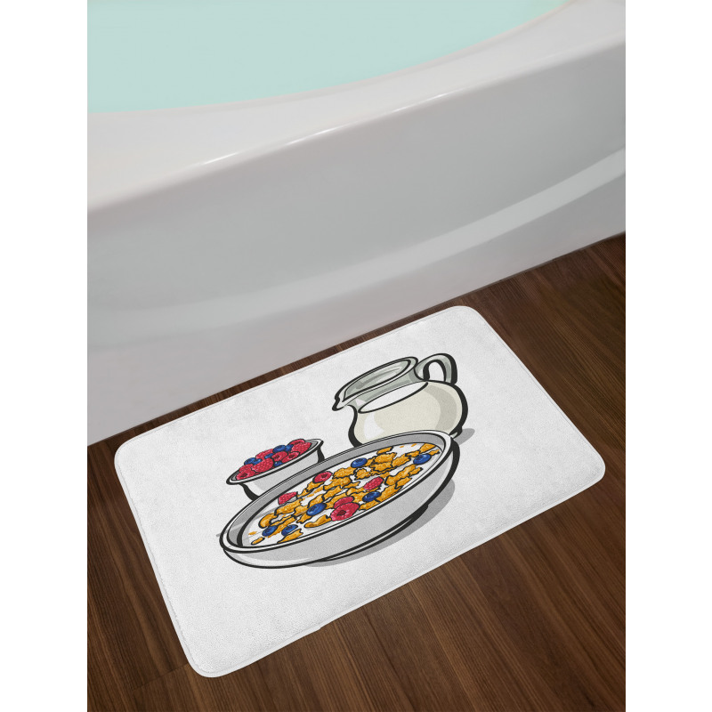 Healthy Breakfast Cartoon Bath Mat