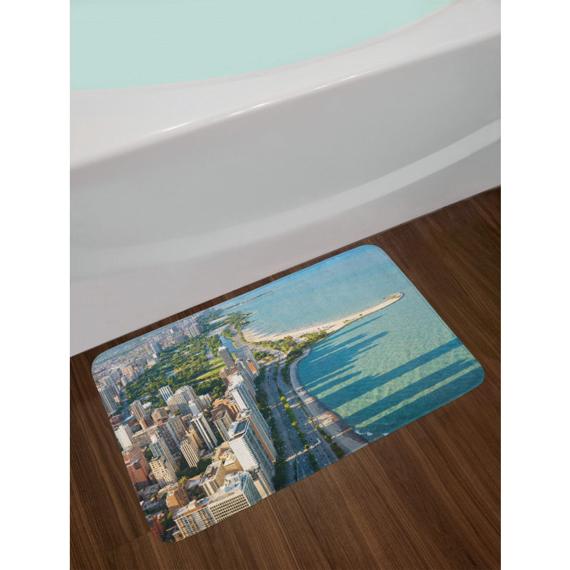 Aerial Vista Chicago City Bath Mat