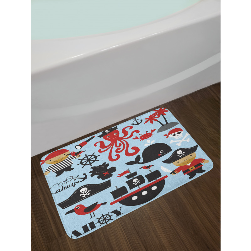 Cartoon Marine Adventure Bath Mat