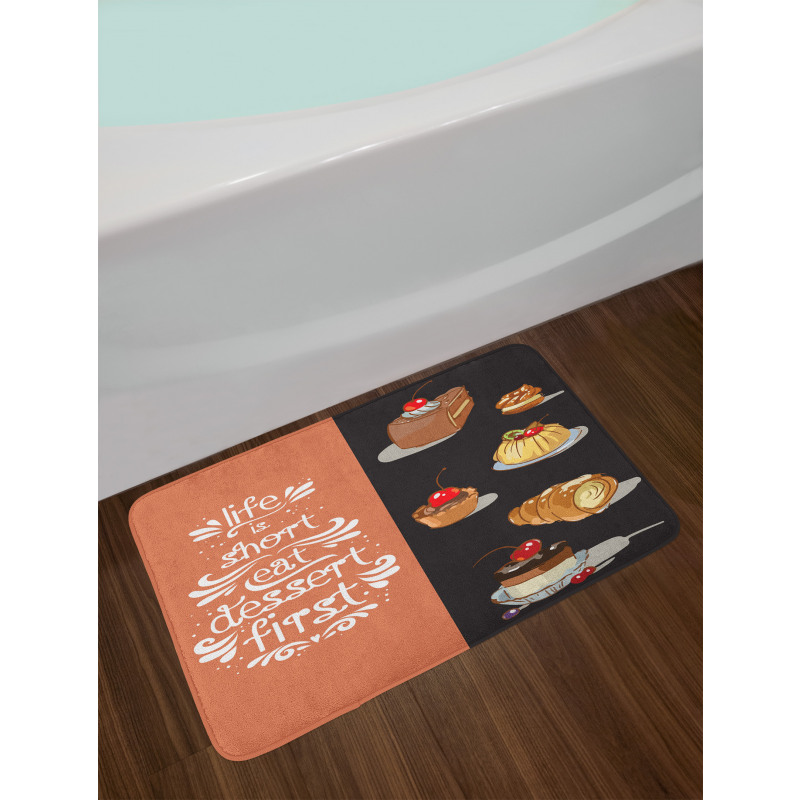 Art Doodle of Tasty Desserts Bath Mat