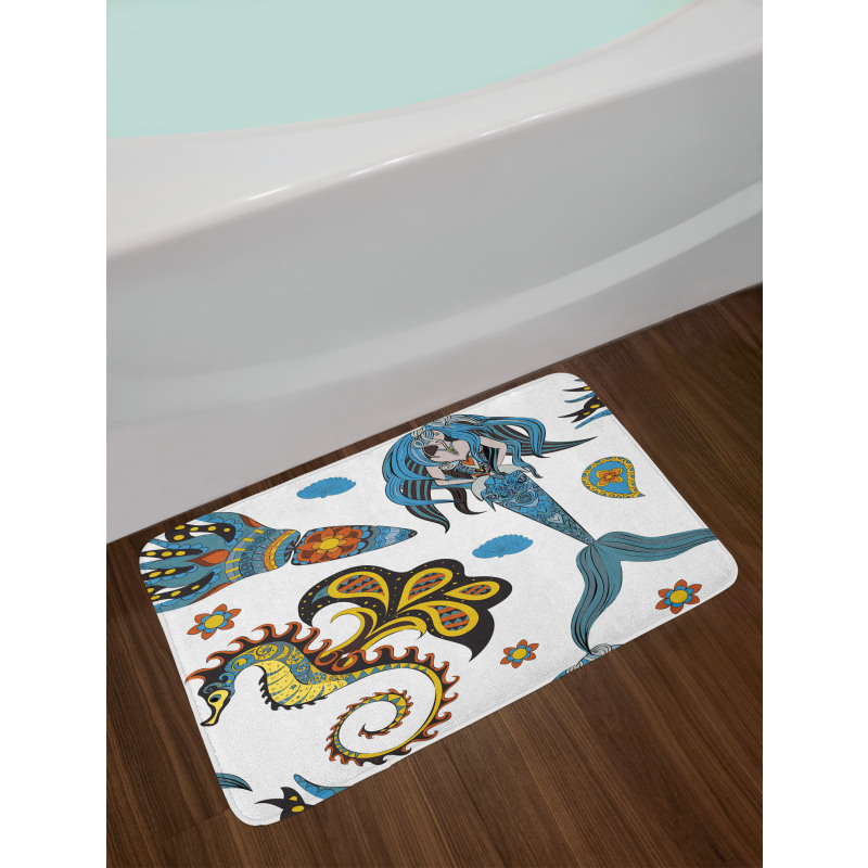 Mermaid and Sea Horse Bath Mat