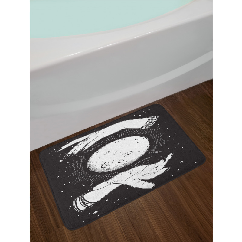 Moon in Fortune Teller Hands Bath Mat