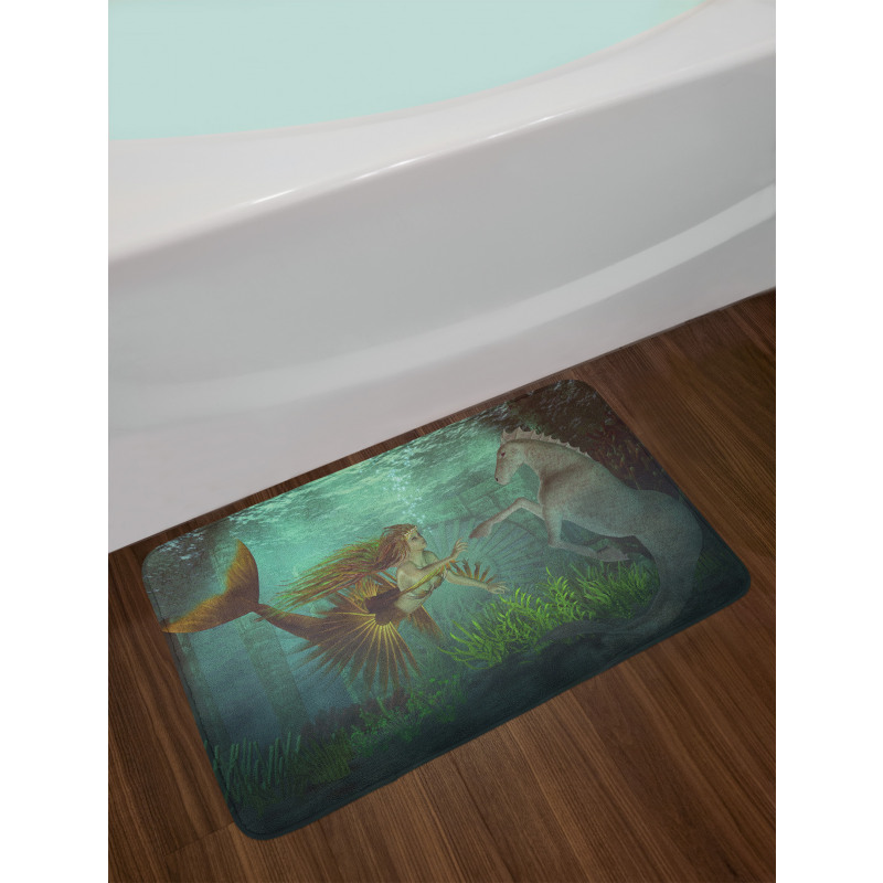 Mermaid with Seahorse Bath Mat