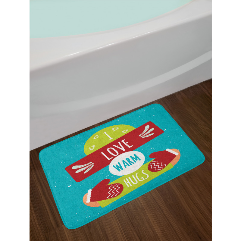 I Love Warm Hugs Gloved Hands Bath Mat