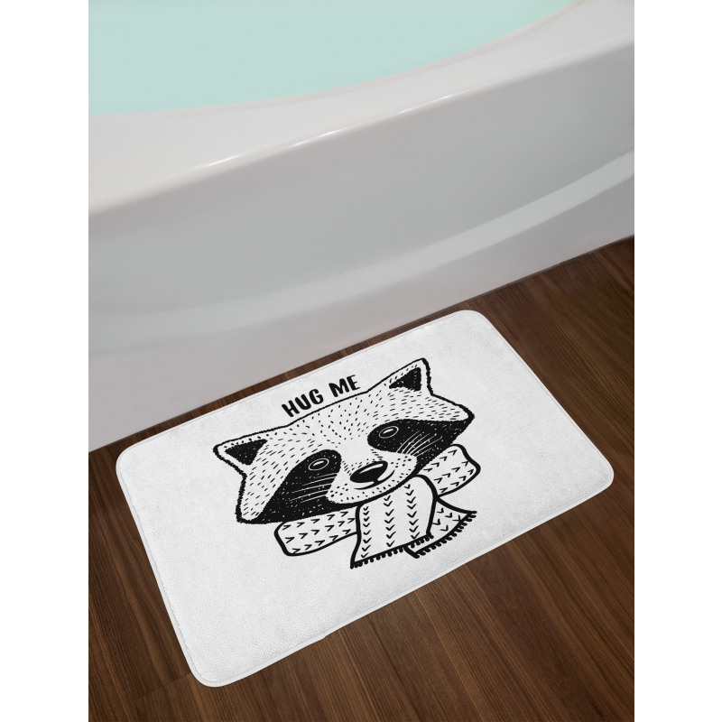 Raccoon with Hug Me Words Bath Mat