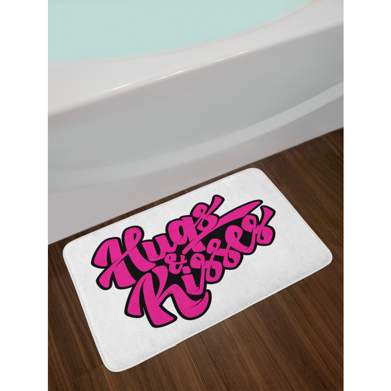 Hugs and Kisses Calligraphy Bath Mat