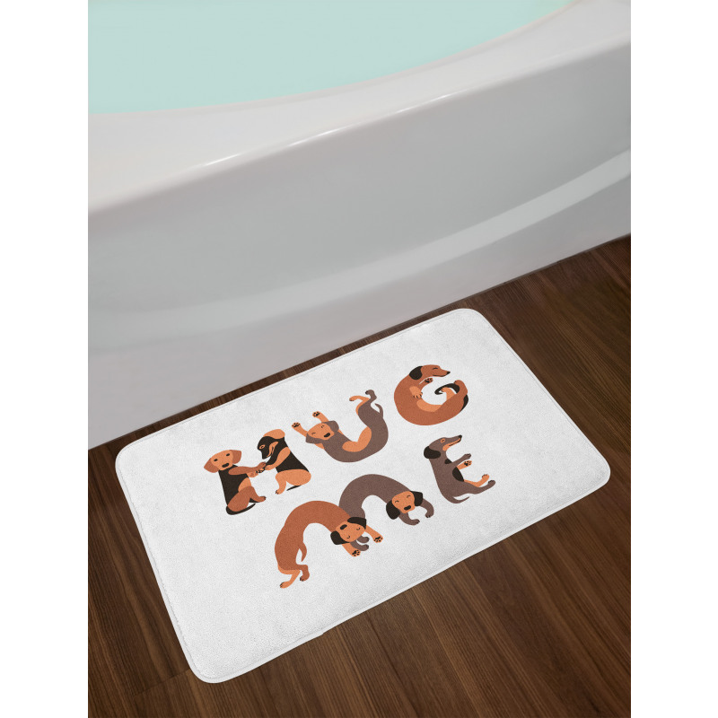 Hug Me Words with Dog Letters Bath Mat