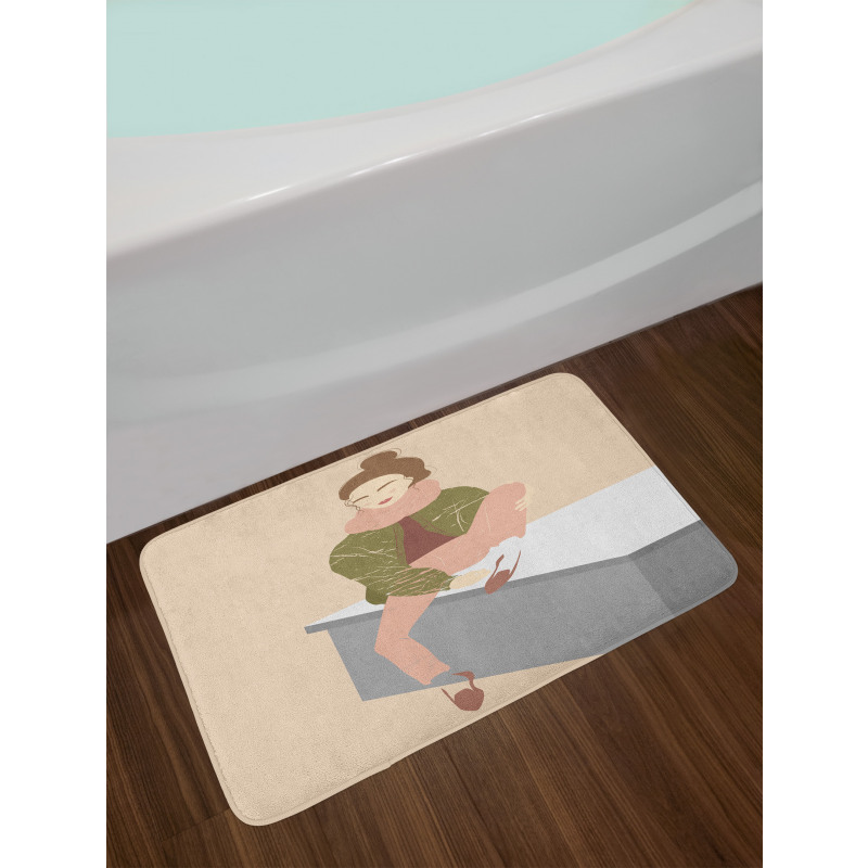 Young Girl with Bun Bath Mat