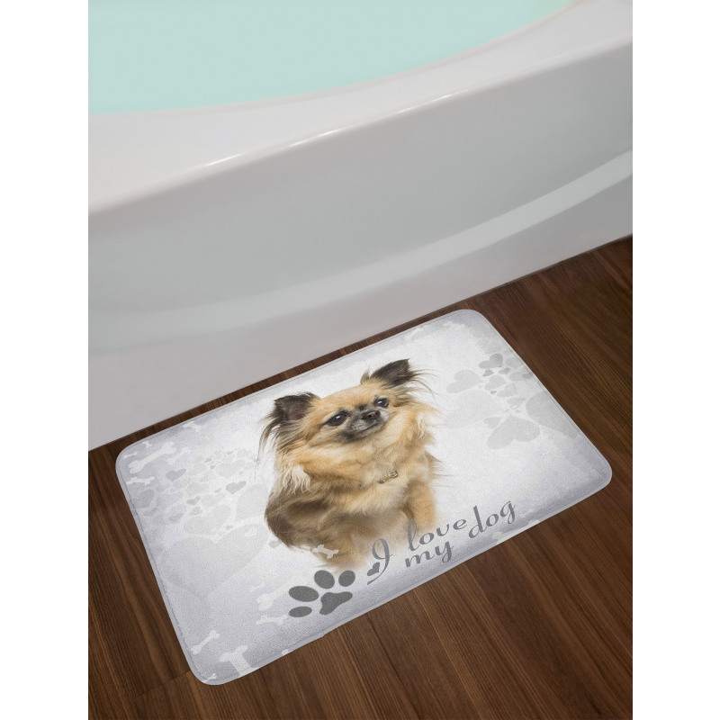 I Love My Dog Paw Print Bath Mat