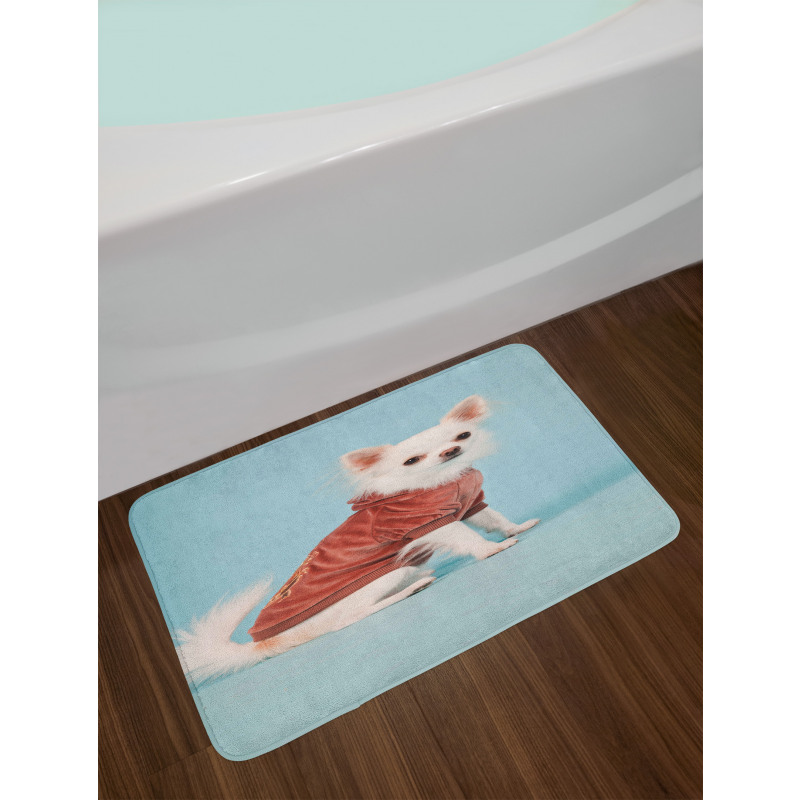 Puppy with Clothes Bath Mat