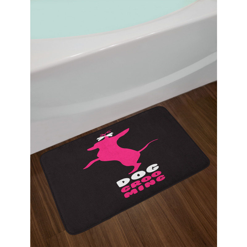 Dog Stands Funny Hair Bow Bath Mat