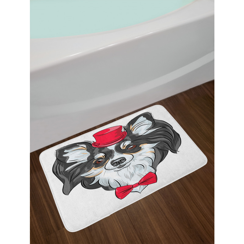 Puppy with Hat and Bow Bath Mat