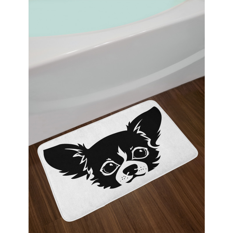 Monochrome Puppy Head Bath Mat