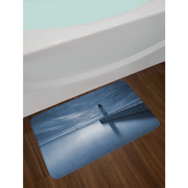 Lighthouse Overcast Sky Bath Mat