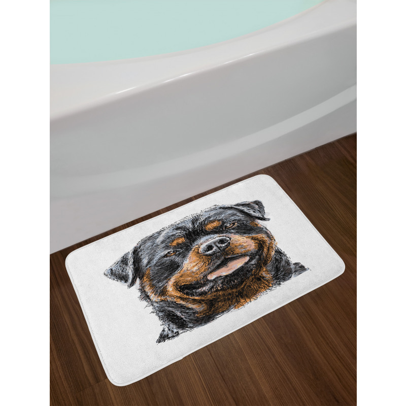 Hand Drawn Image of Dog Bath Mat