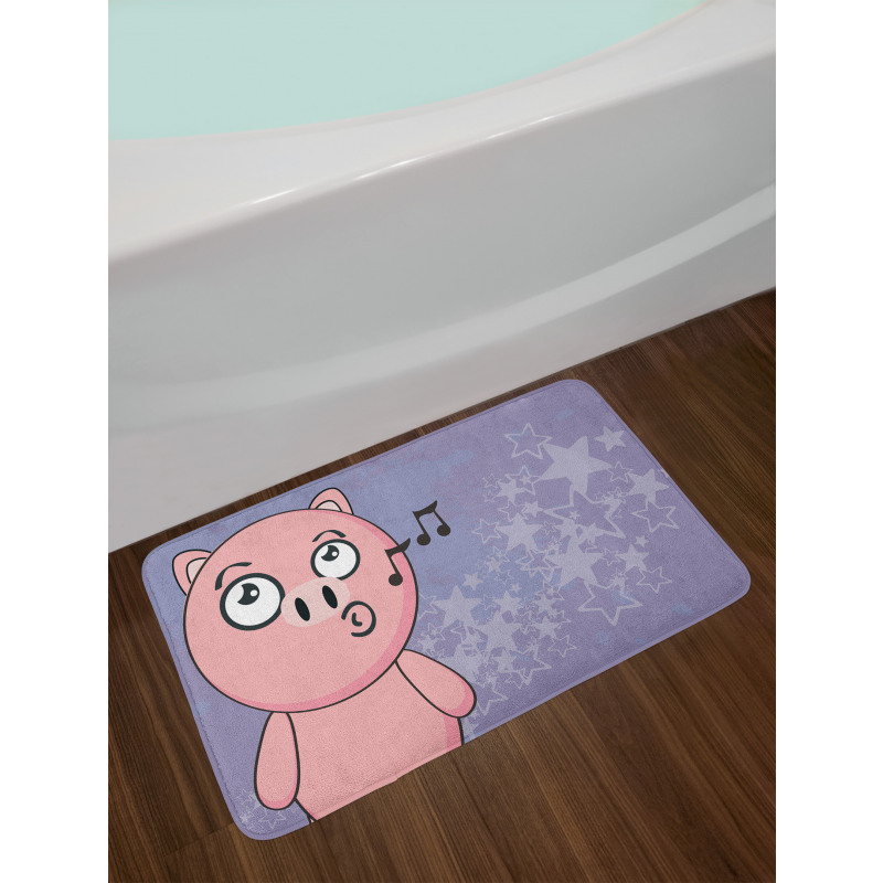 Farm Animal Singing Star Motifs Bath Mat