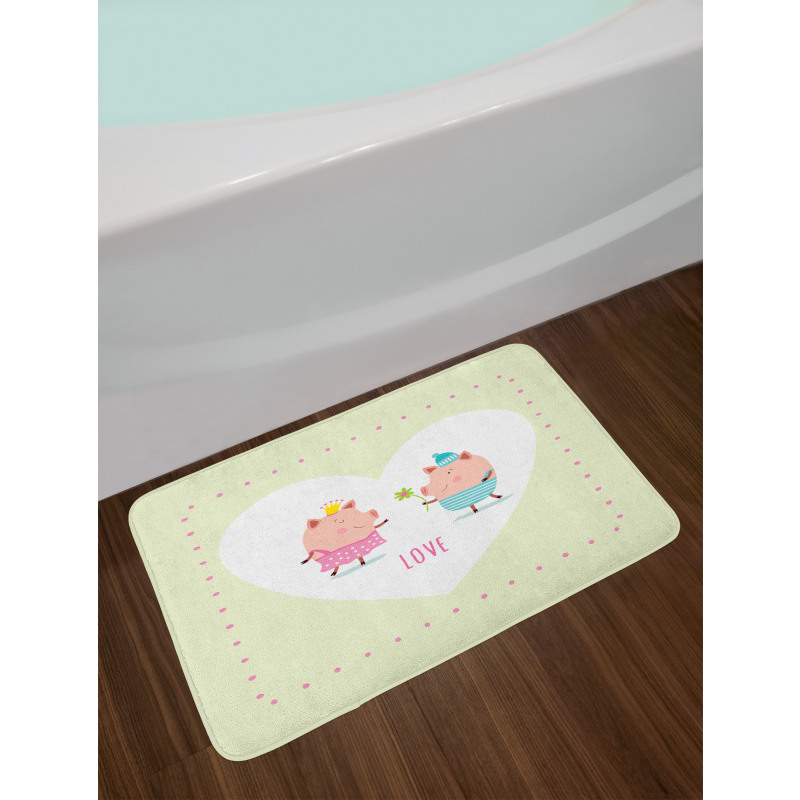 Boy Handing a Flower Romantic Bath Mat