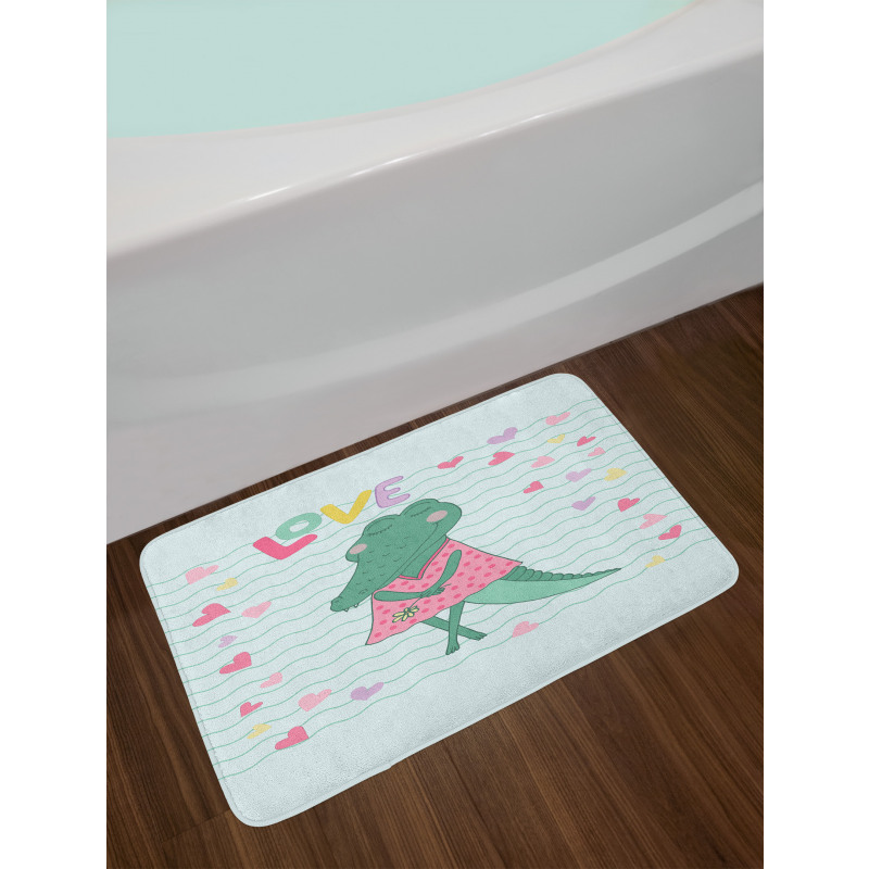 Female Crocodile with Love Bath Mat