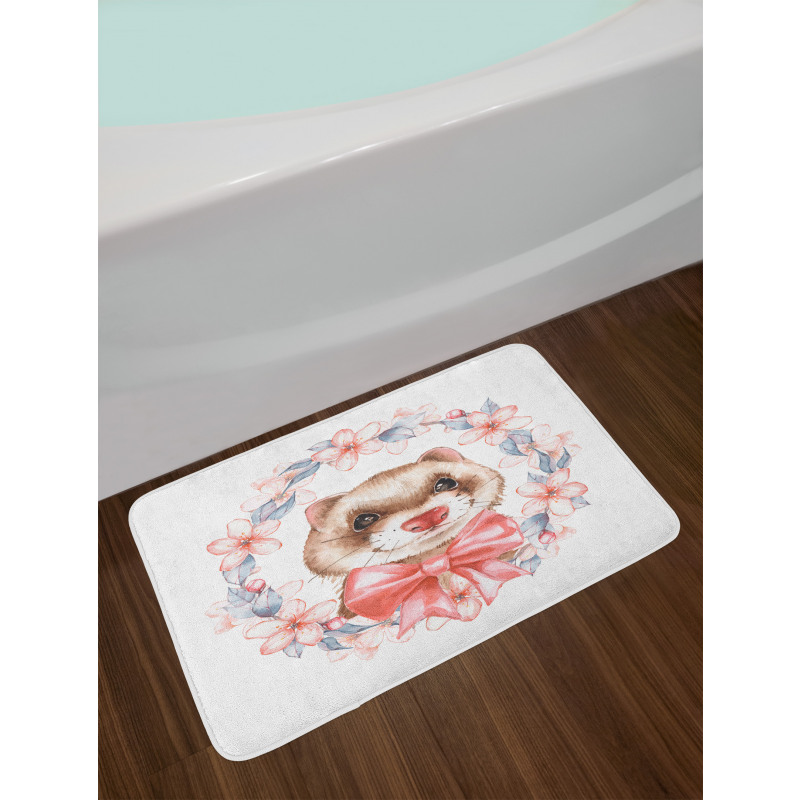 Portrait with Ribbon Wreath Bath Mat