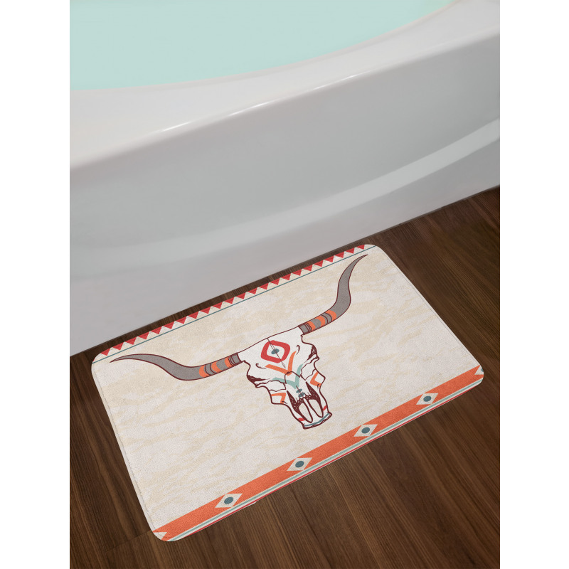 Ornate Bull Skull Bath Mat