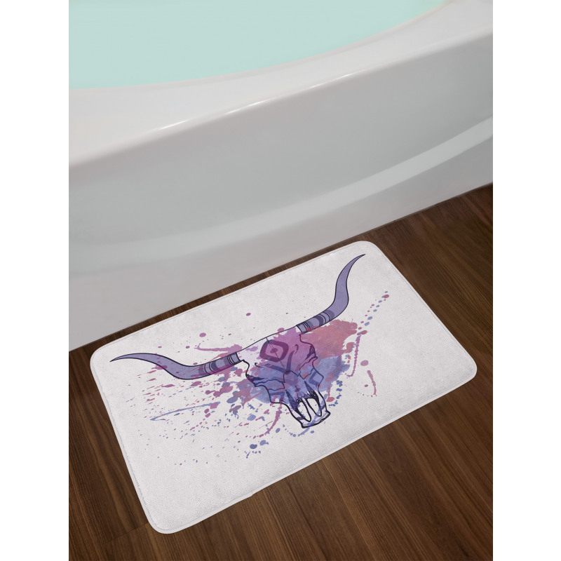 Bull Skull with Splashes Bath Mat