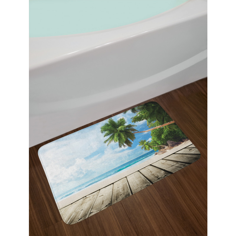 Sandy Tropic Ocean Beach Pier Bath Mat