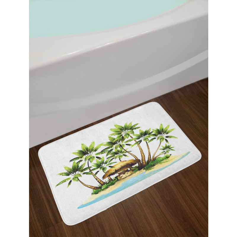 Trees and Bungalow Tiki Bar Bath Mat