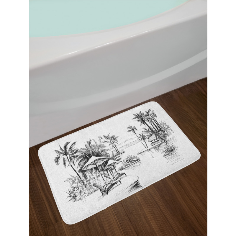 Sketchy Drawn Holiday Paradise Bath Mat