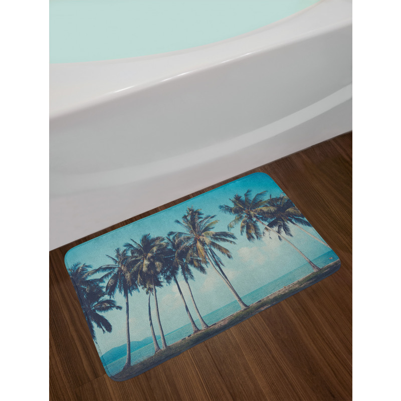 Summer Themed Tropical Shore Bath Mat