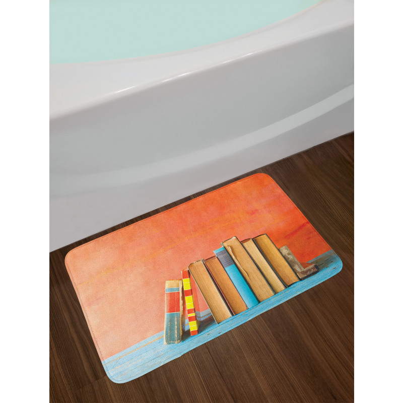 Row of Old Vintage Books Bath Mat