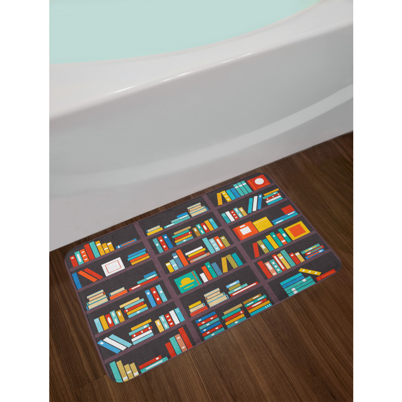 Cartoon Colorful Books Bath Mat