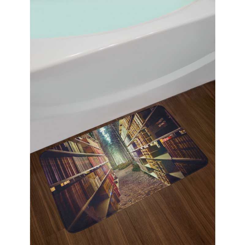 Abstract Library in Woods Bath Mat