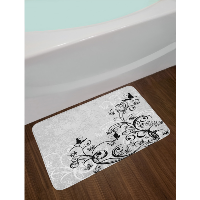 Floral and Grunge Bath Mat