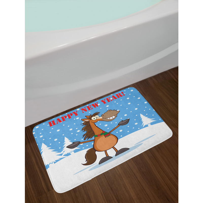 Horse in Snow Winter Bath Mat