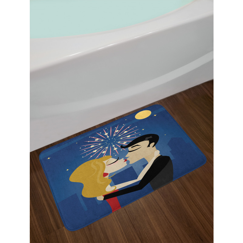 Couple Fireworks at Night Bath Mat